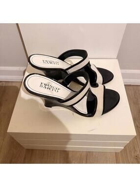 Franco Sarto Wedge Sandals Viper Women's 8 Black White Wedges